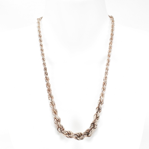 360 - A hallmarked 925 silver graduated rope twist chain link necklace with lobster claw clasp. Tarnished.... 