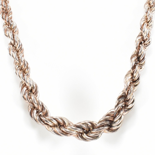 360 - A hallmarked 925 silver graduated rope twist chain link necklace with lobster claw clasp. Tarnished.... 