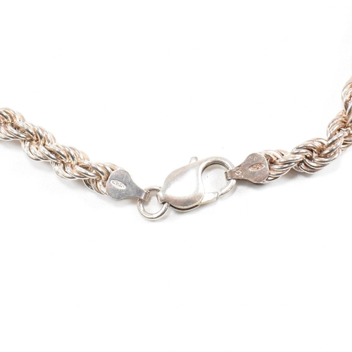 360 - A hallmarked 925 silver graduated rope twist chain link necklace with lobster claw clasp. Tarnished.... 