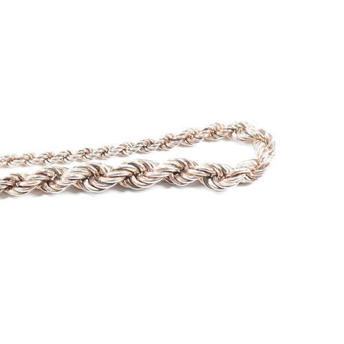 360 - A hallmarked 925 silver graduated rope twist chain link necklace with lobster claw clasp. Tarnished.... 