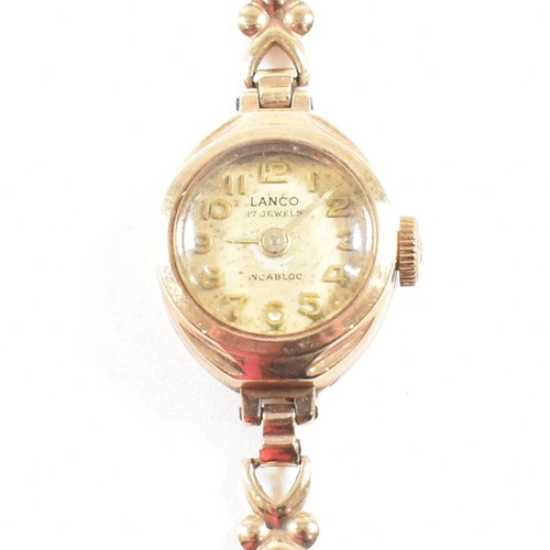 366 - A hallmarked 9ct gold Lanco 17 jewel Incabloc gold cocktail watch. The watch having a hallmarked 9ct... 