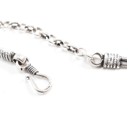 367 - A 925 silver snake link chain necklace. The necklace having twin chain links with hook clasp. Partia... 