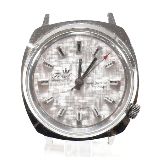 374 - A vintage Ferel Electrotime - Super De Luxe  stainless steel gentleman's wristwatch. The textured si... 