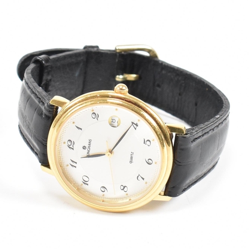 390 - A Junghans gentleman's gold plated wristwatch. Silvered dial with date aperture to 3 position. Arabi... 