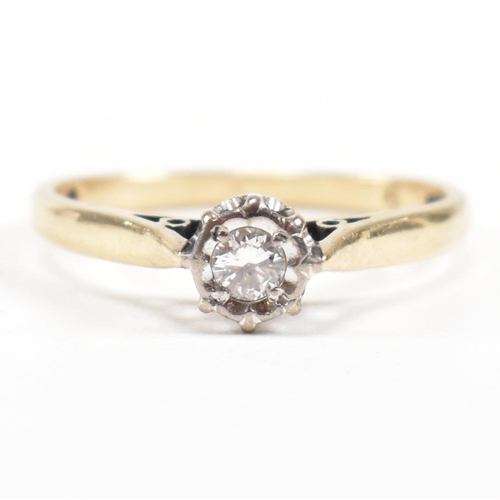 392 - A hallmarked 9ct gold and diamond solitaire ring. The ring hallmarked for London. Weight 1.7g. Size ... 