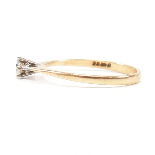 395 - A hallmarked 9ct gold and CZ solitaire ring. The ring hallmarked London. Weight 1.2g. Size O. All we... 