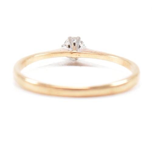 395 - A hallmarked 9ct gold and CZ solitaire ring. The ring hallmarked London. Weight 1.2g. Size O. All we... 