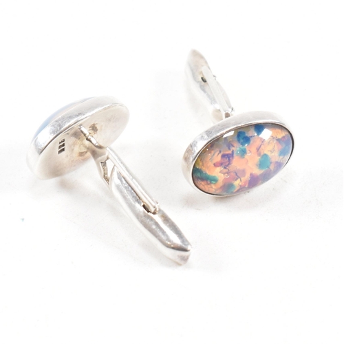 396 - A selection of 925 silver and gem set cufflinks. To include foiled glass varieties. Marked 925, hall... 