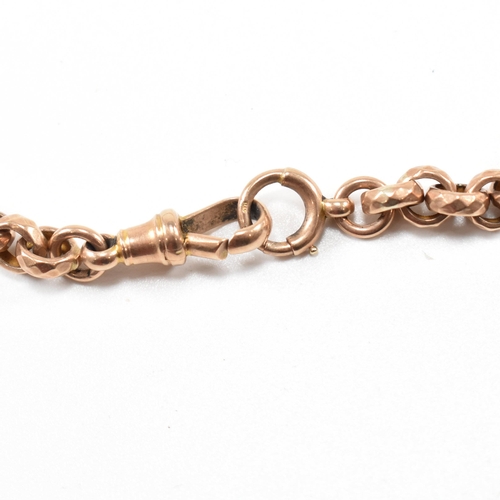 42 - A 19th century Victorian 9ct gold book - albert watch chain. Round links with rococo offset bar spac... 