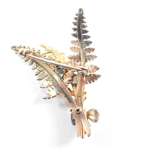 438 - A 1970s hallmarked 9ct gold and pearl spray brooch pin. Hallmarked Birmingham 1976. Sponsor A&W. Wei... 