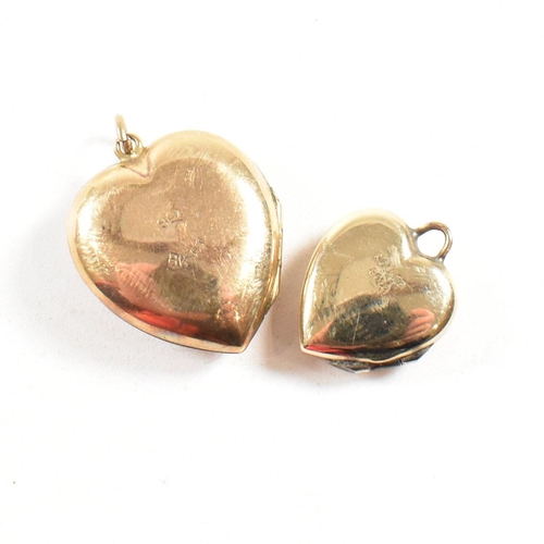 441 - A collection of gold pendants. The pendant to include a 9ct gold back and front heart locket with P ... 