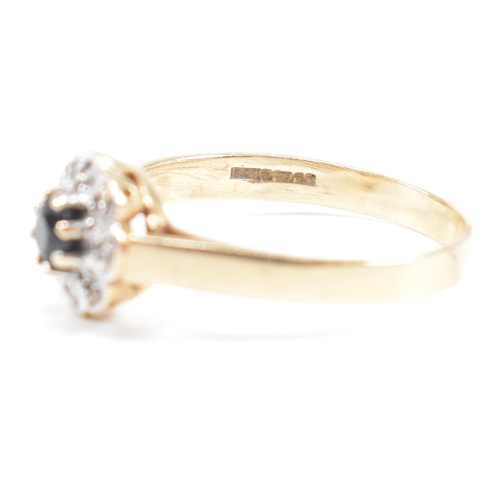 466 - A hallmarked 9ct gold sapphire and diamond ring. Weight 2.5g. Size Q. All weights, measurements and ... 