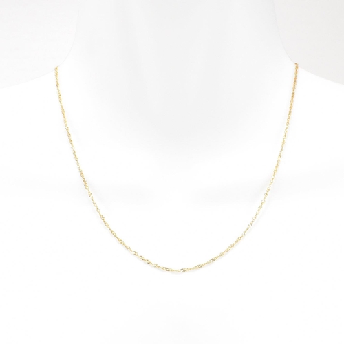 467 - A hallmarked 9ct gold rope twist chain necklace. Measures 45cm. Weight 1.7g. All weights, measuremen... 