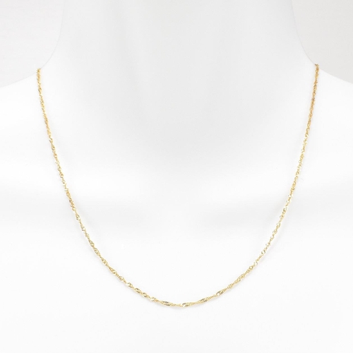 467 - A hallmarked 9ct gold rope twist chain necklace. Measures 45cm. Weight 1.7g. All weights, measuremen... 