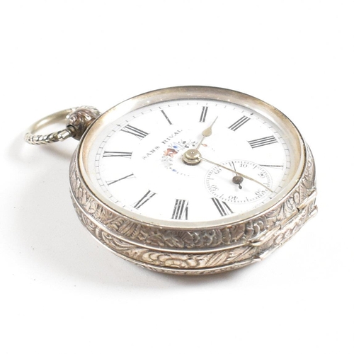 468 - 19th century Victorian  HJ Norris of Coventry open faced pocket watch. Silver London hallmarked case... 