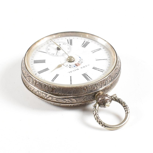 468 - 19th century Victorian  HJ Norris of Coventry open faced pocket watch. Silver London hallmarked case... 