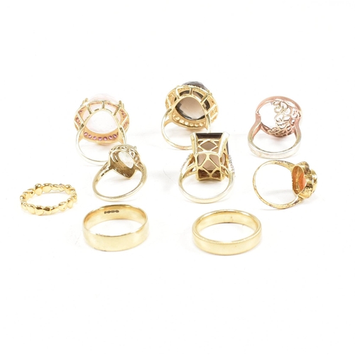 48 - A collection of 925 silver gilt vermeil and gem set rings. The rings to include CZ, rose and smoky q... 