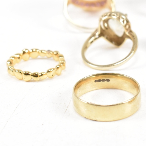 48 - A collection of 925 silver gilt vermeil and gem set rings. The rings to include CZ, rose and smoky q... 