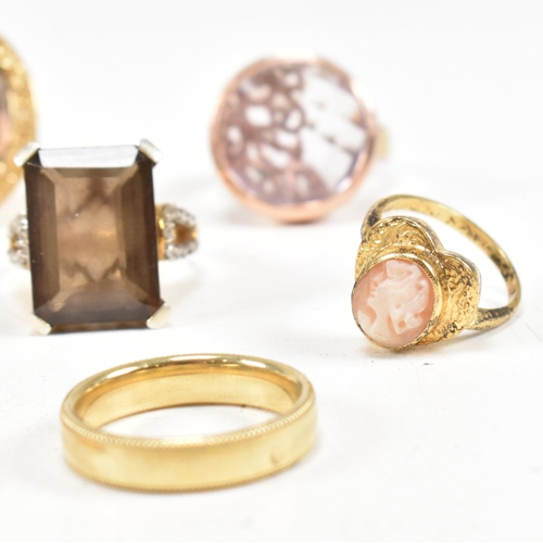 48 - A collection of 925 silver gilt vermeil and gem set rings. The rings to include CZ, rose and smoky q... 