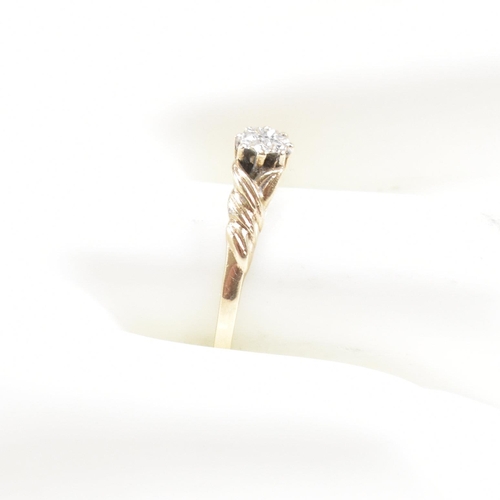 491 - A hallmarked 9ct gold and diamond solitaire ring. Weight 1.2g. Size O. All weights, measurements and... 