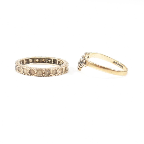 56 - Two hallmarked 9ct gold gem set rings. A hallmarked 9ct gold eternity ring set with white stones tog... 