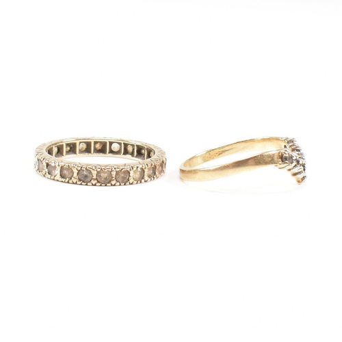 56 - Two hallmarked 9ct gold gem set rings. A hallmarked 9ct gold eternity ring set with white stones tog... 