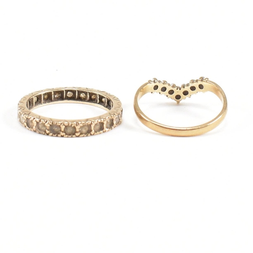 56 - Two hallmarked 9ct gold gem set rings. A hallmarked 9ct gold eternity ring set with white stones tog... 