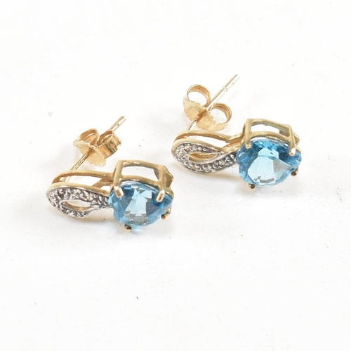 59 - Collection of 9ct gold gem set earrings. The earrings to include topaz diamond. Weight 6.5g. Measure... 