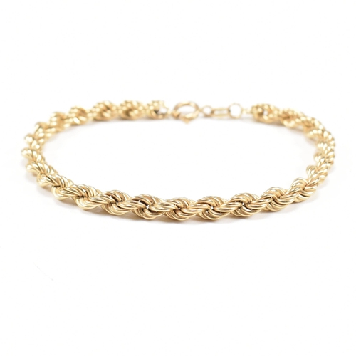 64 - A hallmarked 9ct gold rope twist chain linked bracelet. Weight 3.6g. Measures 17.5cm.
 All weights, ... 