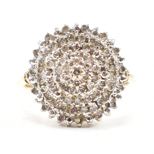 66 - A hallmarked 9ct gold and diamond cluster ring. Estimated diamond weight 0.50ct. Weight 4.3g. Size P... 