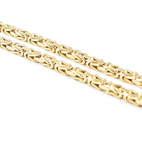 72 - A 14ct gold fancy link chain necklace. Weight 36.7g. Marked 14k Italy. Measures 46cm. All weights, m... 