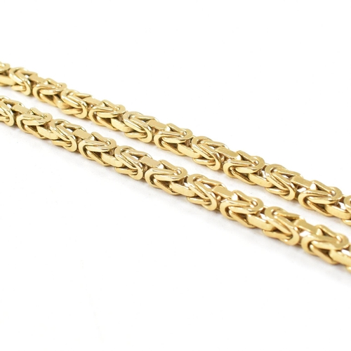 72 - A 14ct gold fancy link chain necklace. Weight 36.7g. Marked 14k Italy. Measures 46cm. All weights, m... 