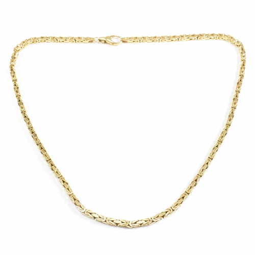 72 - A 14ct gold fancy link chain necklace. Weight 36.7g. Marked 14k Italy. Measures 46cm. All weights, m... 