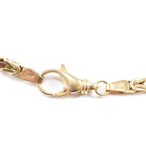 72 - A 14ct gold fancy link chain necklace. Weight 36.7g. Marked 14k Italy. Measures 46cm. All weights, m... 