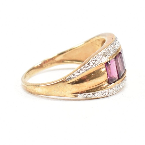 74 - A hallmarked 9ct gold garnet and diamond ring. Weight 4.1g. Size P. All weights, measurements and si... 