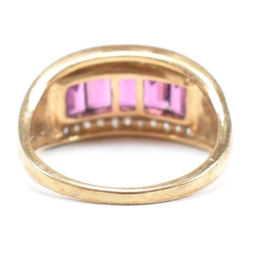 74 - A hallmarked 9ct gold garnet and diamond ring. Weight 4.1g. Size P. All weights, measurements and si... 