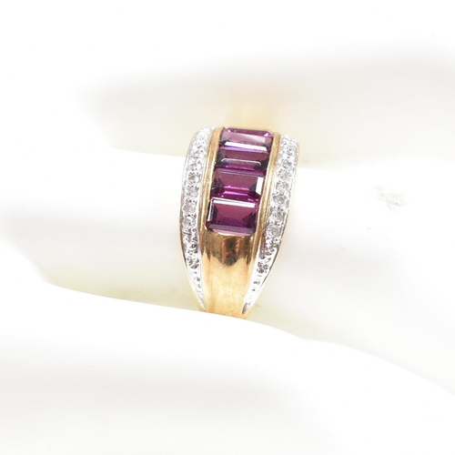 74 - A hallmarked 9ct gold garnet and diamond ring. Weight 4.1g. Size P. All weights, measurements and si... 