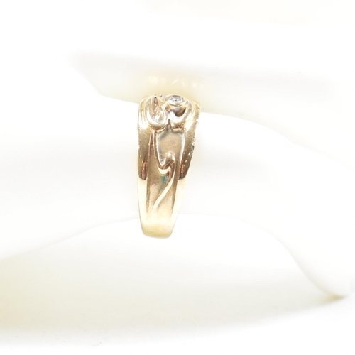 77 - Clogau hallmarked 9ct gold ring. The ring set with a single round brilliant cut diamond within Celti... 