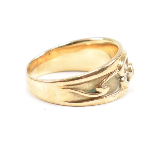 77 - Clogau hallmarked 9ct gold ring. The ring set with a single round brilliant cut diamond within Celti... 