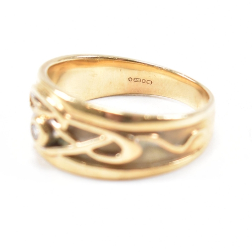 77 - Clogau hallmarked 9ct gold ring. The ring set with a single round brilliant cut diamond within Celti... 