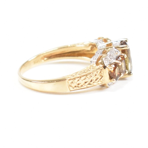 98 - A yellow gold andalusite and diamond ring. Weight approx 4.5g. Size approx  O-P. All weights, measur... 