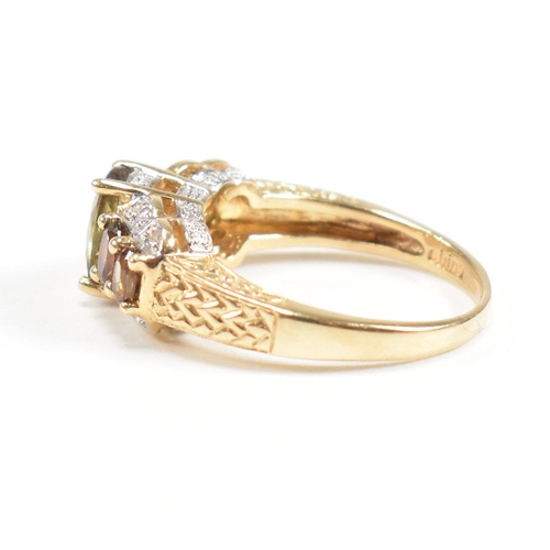 98 - A yellow gold andalusite and diamond ring. Weight approx 4.5g. Size approx  O-P. All weights, measur... 