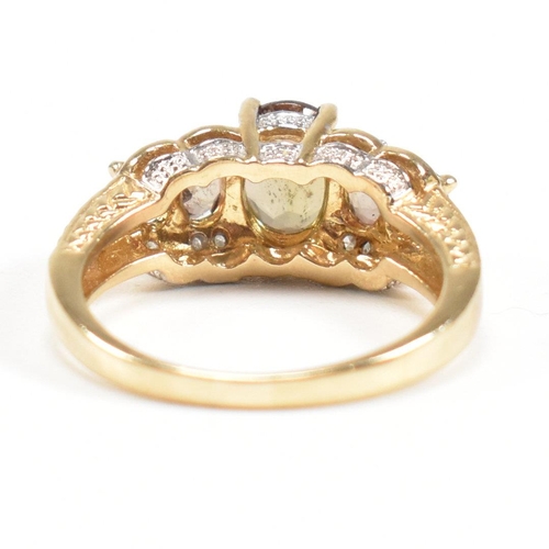 98 - A yellow gold andalusite and diamond ring. Weight approx 4.5g. Size approx  O-P. All weights, measur... 