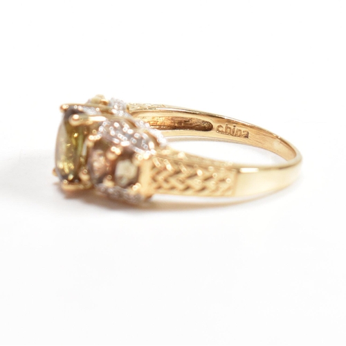 98 - A yellow gold andalusite and diamond ring. Weight approx 4.5g. Size approx  O-P. All weights, measur... 