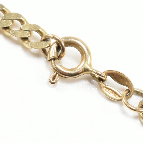 215 - A hallmarked 9ct yellow gold chain necklace. The necklace comprised of flat curb links united by a s... 