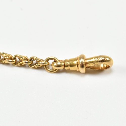 331 - An antique yellow gold Albertina chain bracelet. The pocket watch style chain comprised of fancy twi... 