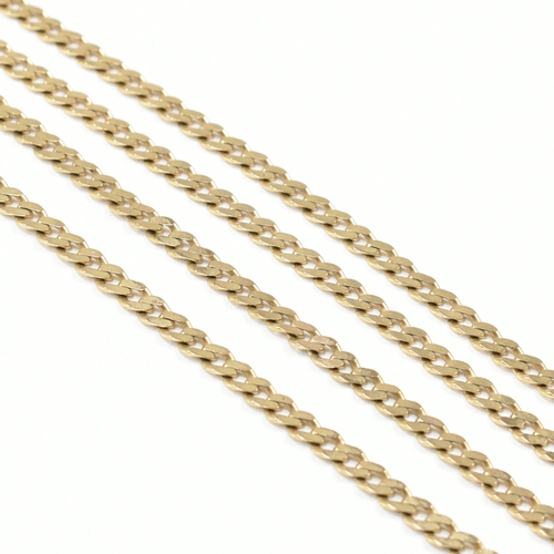 215 - A hallmarked 9ct yellow gold chain necklace. The necklace comprised of flat curb links united by a s... 