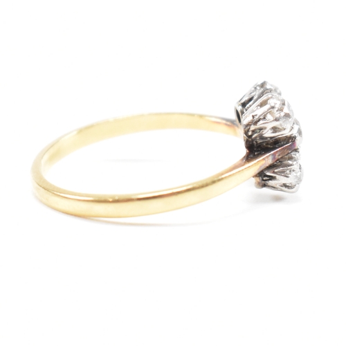 275 - A hallmarked 18ct gold and diamond five stone cluster ring.  The ring set with five old cut diamonds... 