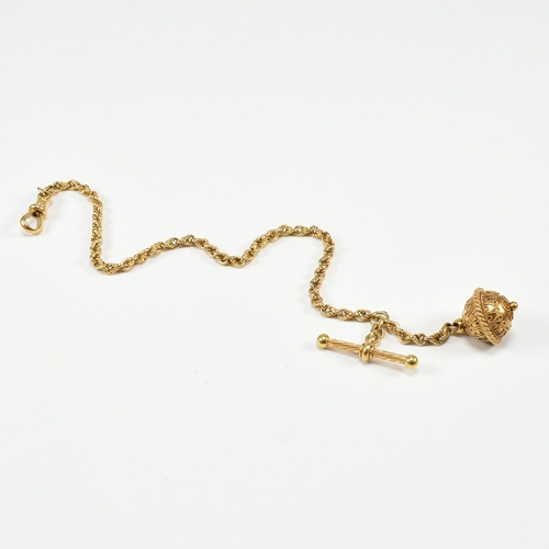 331 - An antique yellow gold Albertina chain bracelet. The pocket watch style chain comprised of fancy twi... 