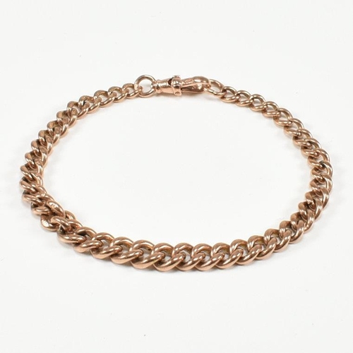 346 - An antique 9ct rose gold pocket watch chain bracelet. The albert chain comprised of graduating curb ... 